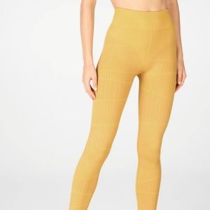 Fabletics High-Waisted Leggings, Yellow, Seamless, Size XS